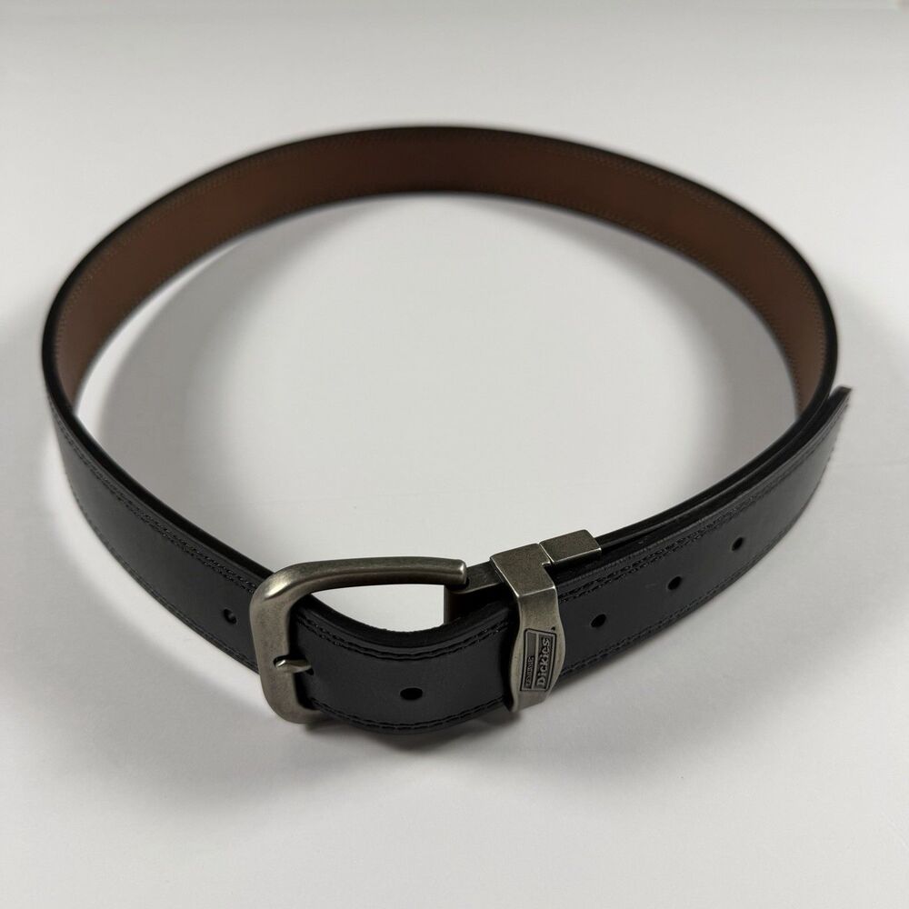 Dickies Mens Black / Brown Reversible Matte Leather 1.5" Wide Belt, Size 42